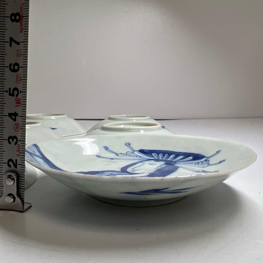 中国清朝時代　青花美人画小皿17枚　木箱　直径約11.5㎝東Y7-1024☆2F