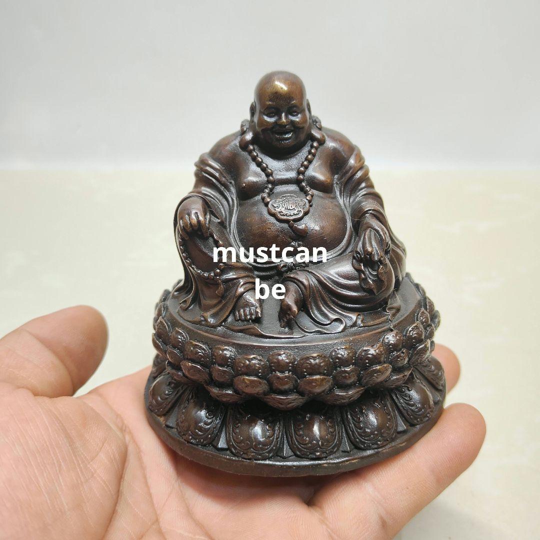 銅製 弥勒仏 車上仏像 招財 納福 工芸品 置物