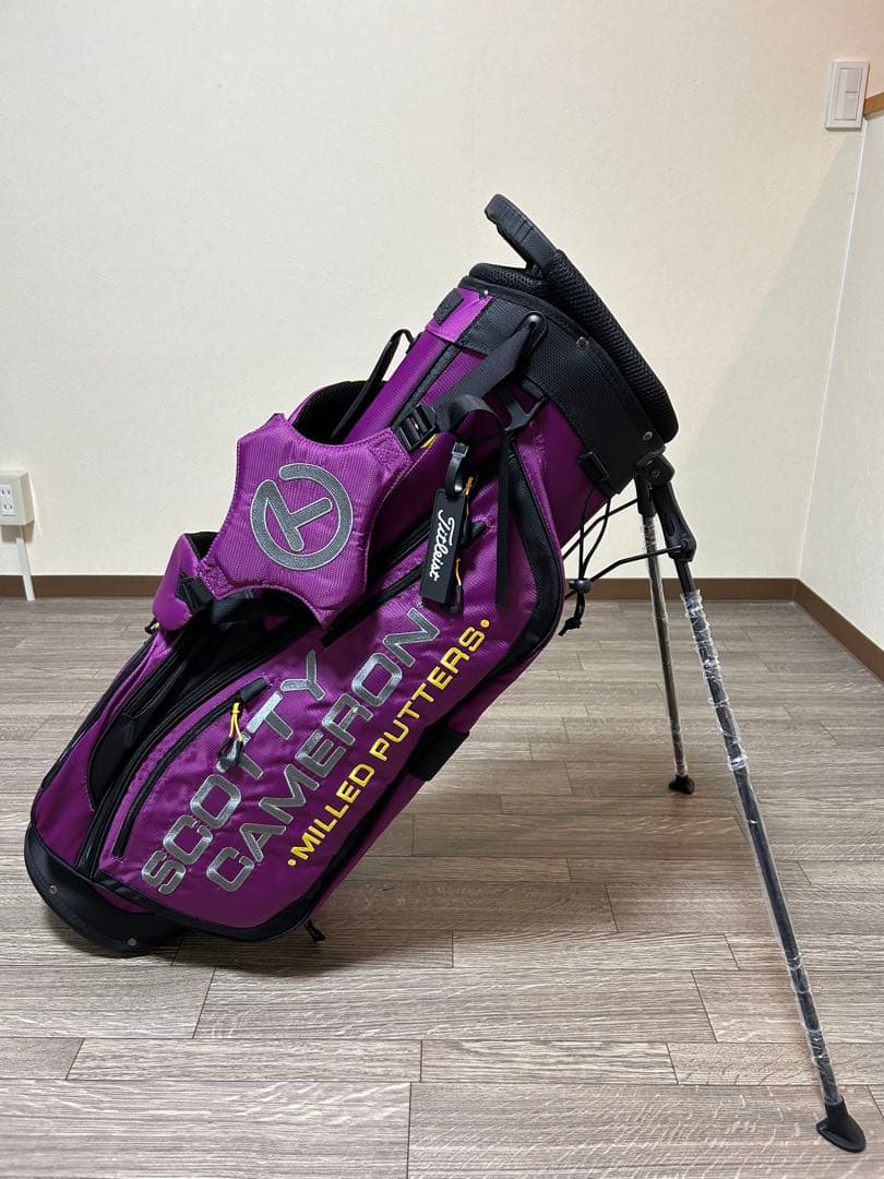美しいパープルカラー！スタンド式キャディバック　パターカバープレゼント付