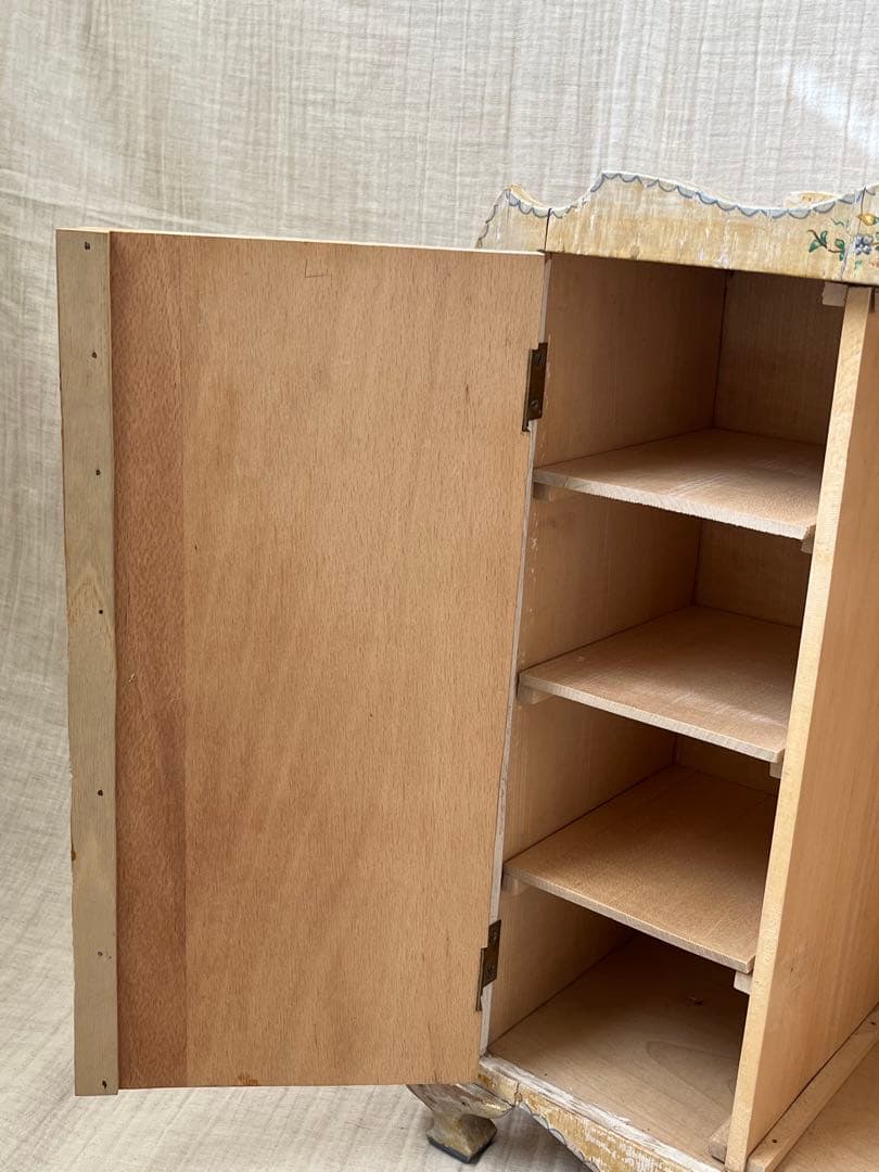 アンティークビスクドールドールワードローブチェスト木製小家具小物収納