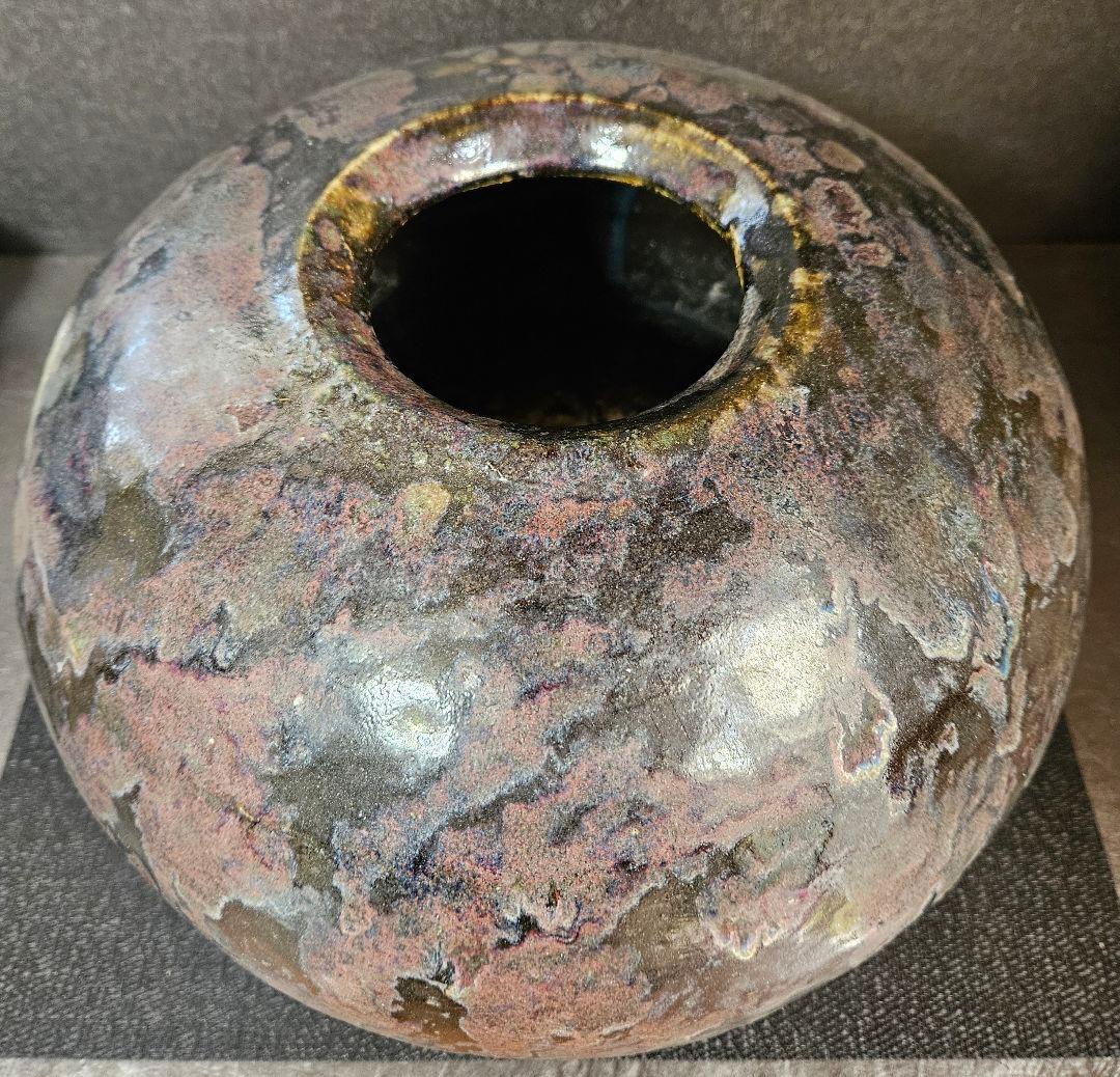 吉備焼　名工 水川義雄(陶芳)作　窯変大壺　師：人間国宝　近藤悠三 笠岡市福山市