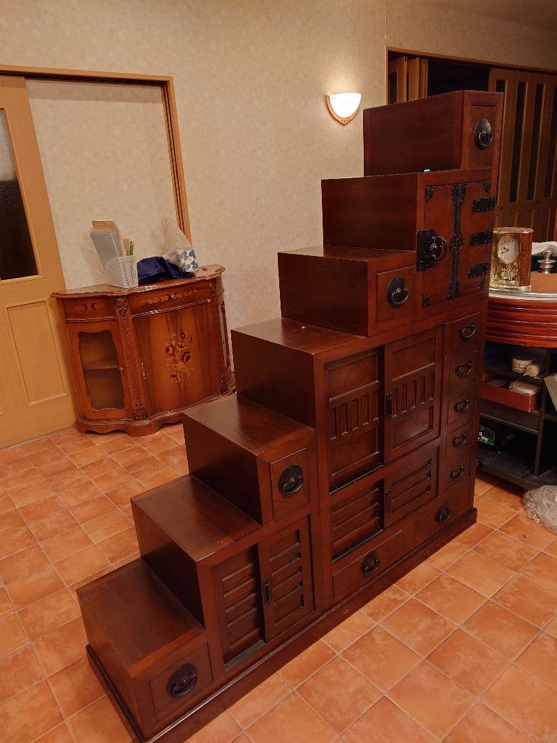 貴重!　大型　両面引出し　階段箪笥　七段　間仕切りにも