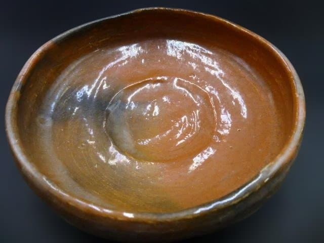 楽吉衛衛門　五代　宗入　赤平茶碗／銘「姫椿」／川上不白　極め箱／仕覆