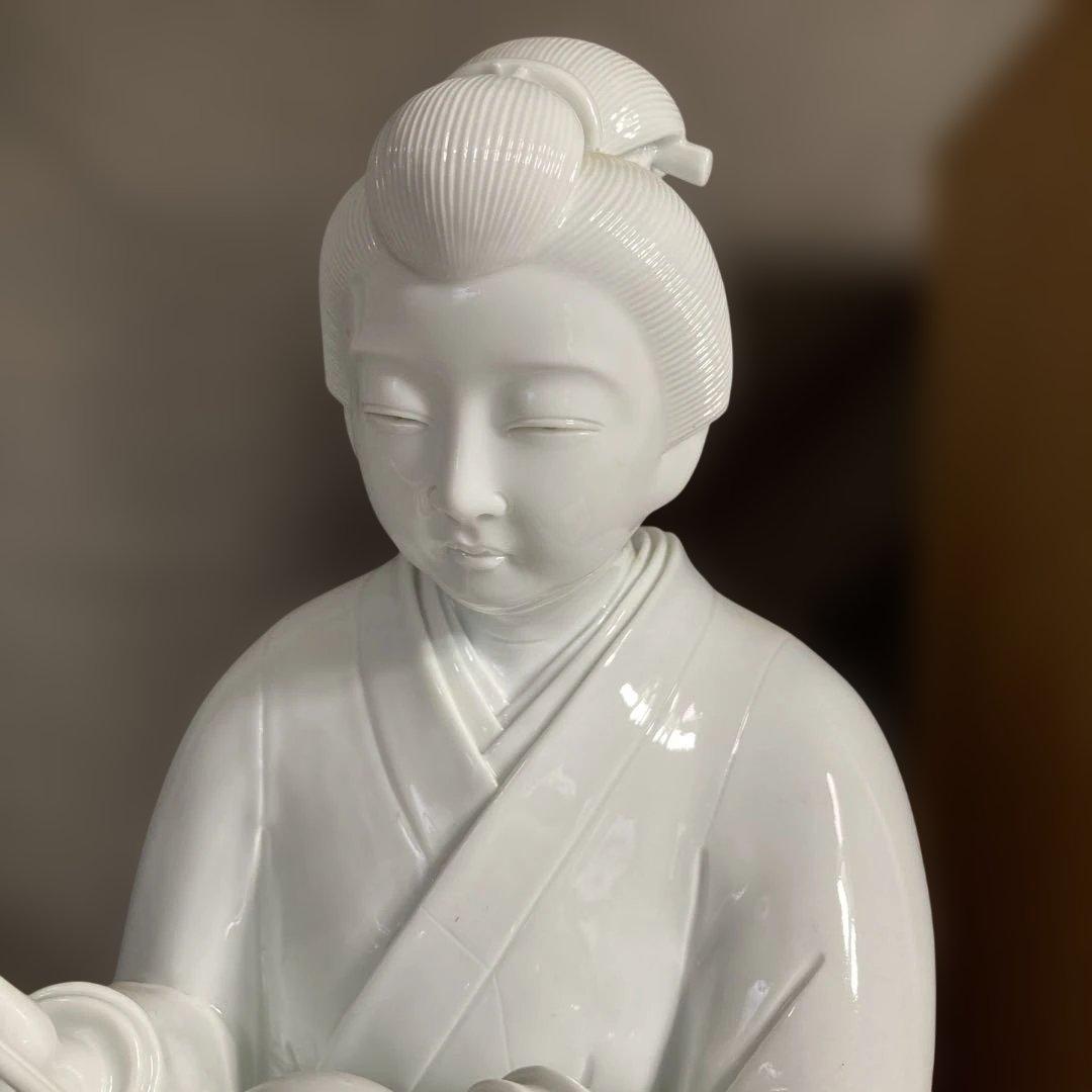 【R叔父さん専用】白磁彫刻の伝統　重要無形文化財　樋渡陶六作　白磁彫刻　親子置物