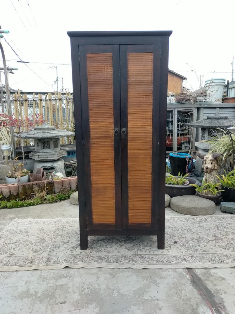 (配送/設置込み) チーク材☆バンブーキャビネット☆南国リゾート☆竹家具☆無垢材