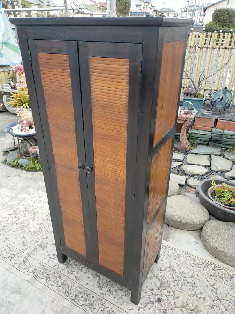 (配送/設置込み) チーク材☆バンブーキャビネット☆南国リゾート☆竹家具☆無垢材