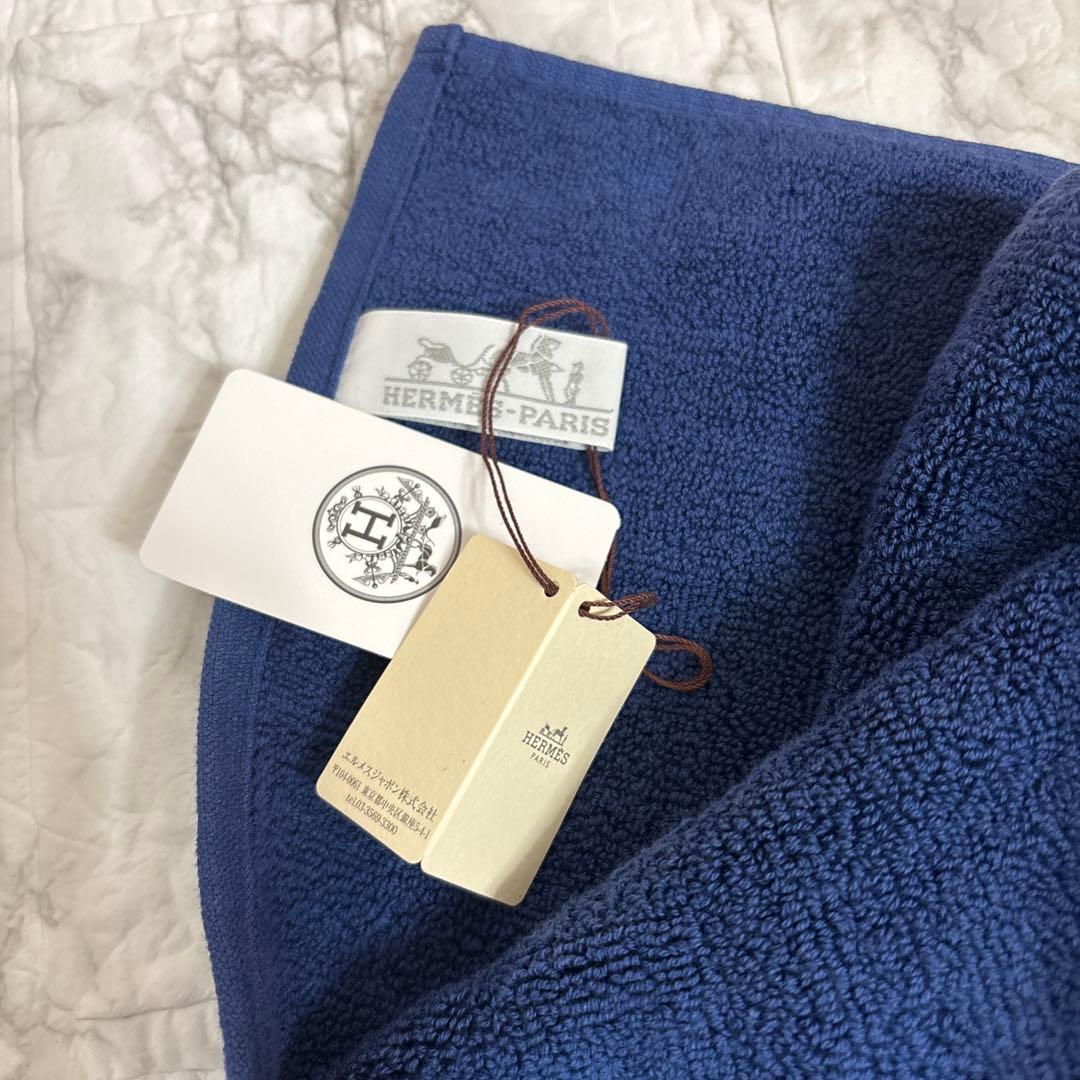 美品　HERMES エルメス タオル2セット　オレンジ&ブルー　箱付き