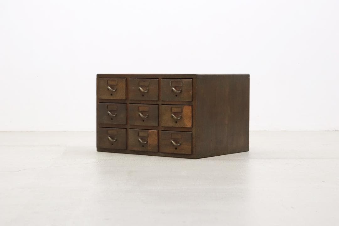 レトロ 9杯 小引き出し 収納 抽斗 書類 小物入れ ヴィンテージ