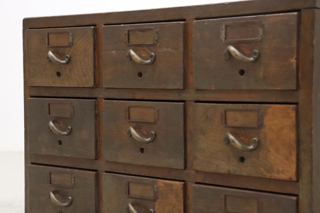 レトロ 9杯 小引き出し 収納 抽斗 書類 小物入れ ヴィンテージ