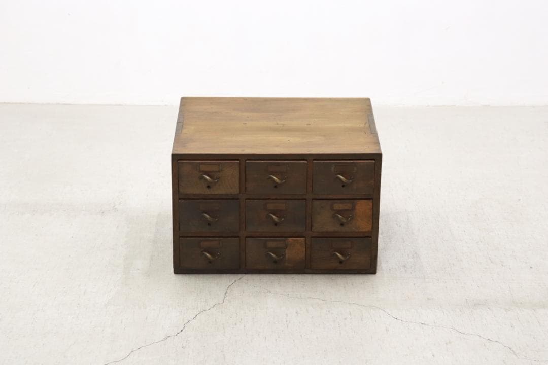 レトロ 9杯 小引き出し 収納 抽斗 書類 小物入れ ヴィンテージ