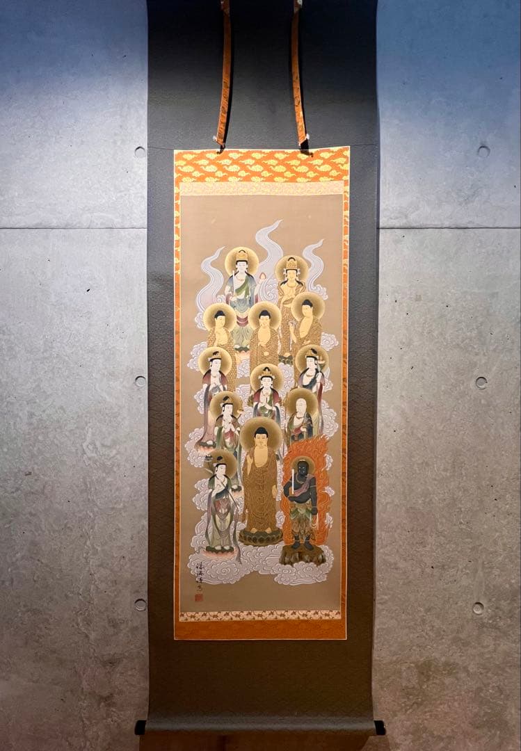 梶井誠海 掛軸 掛け軸「十三佛」仏画仏教美術 菩薩 茶掛 日本画 肉筆 茶掛