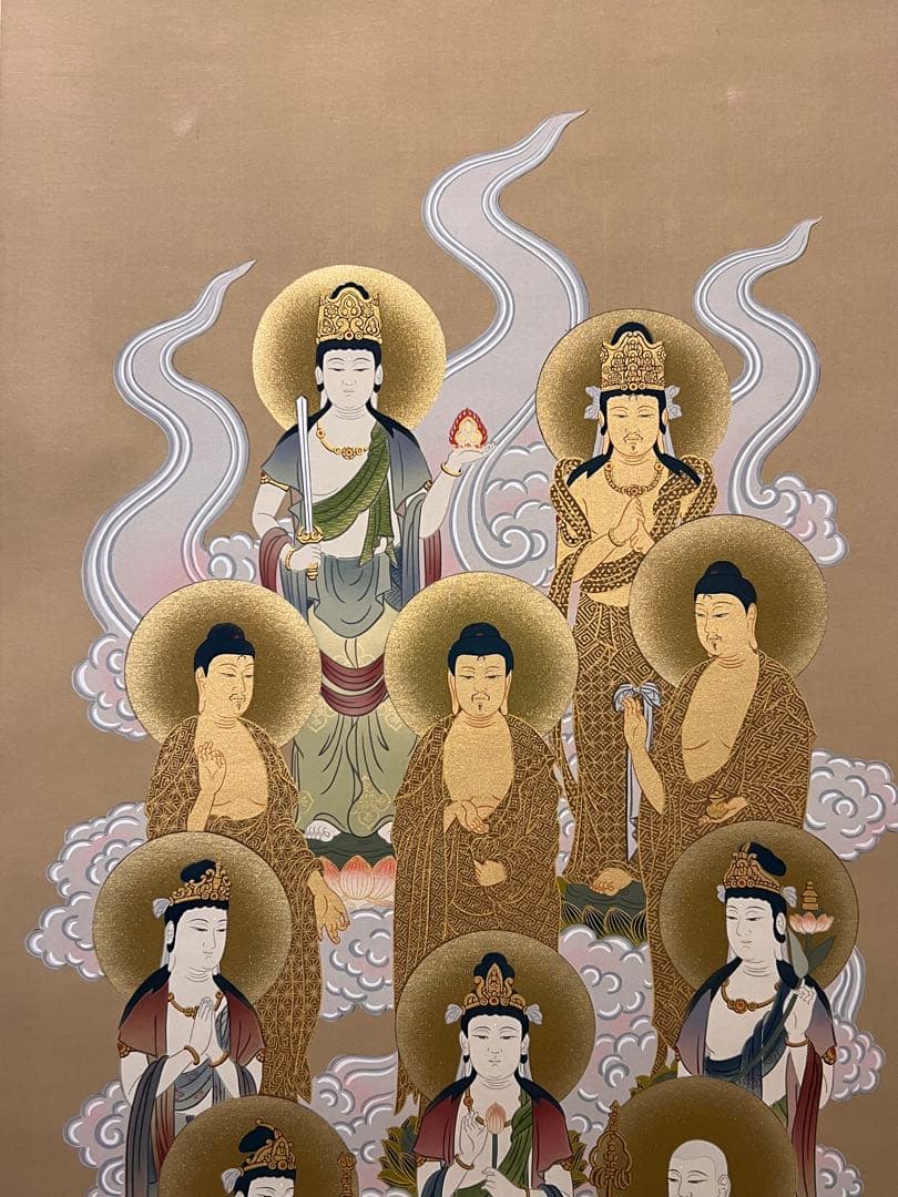 梶井誠海 掛軸 掛け軸「十三佛」仏画仏教美術 菩薩 茶掛 日本画 肉筆 茶掛