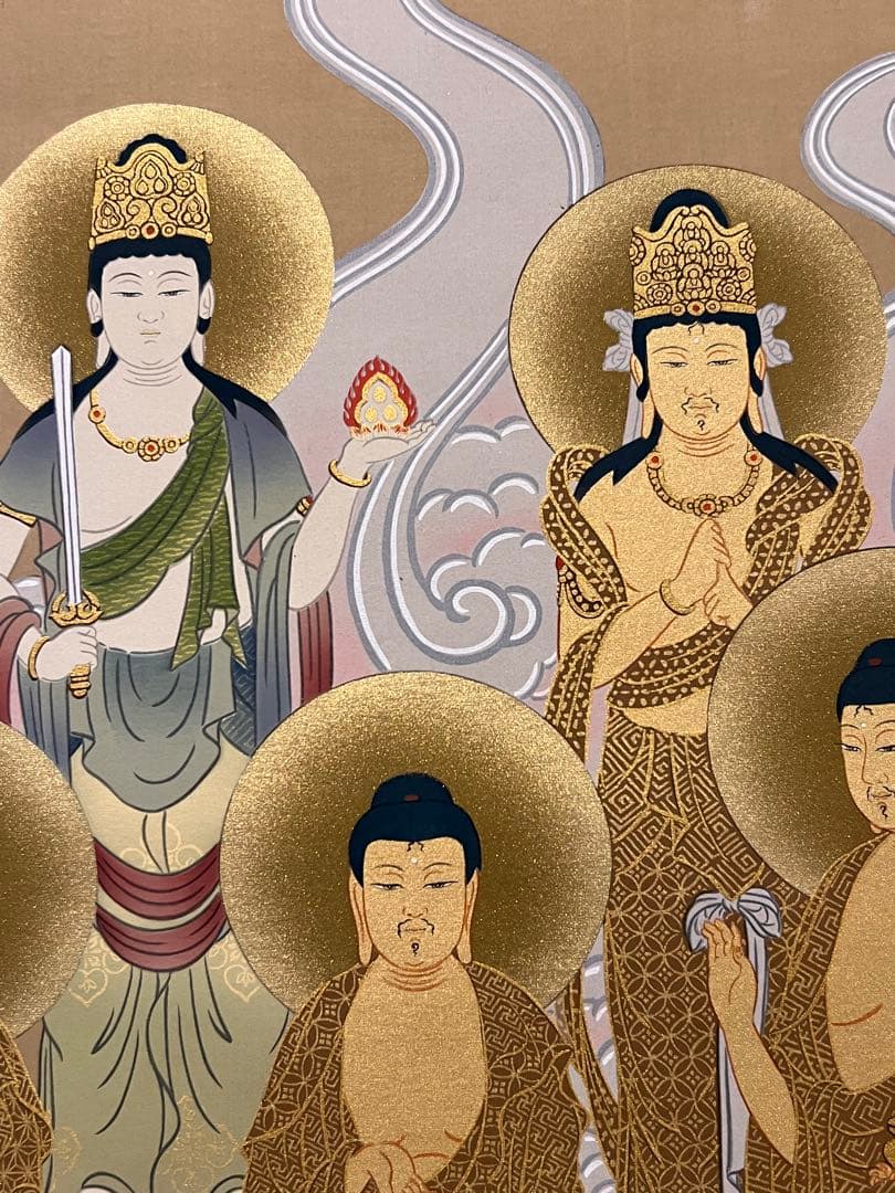 梶井誠海 掛軸 掛け軸「十三佛」仏画仏教美術 菩薩 茶掛 日本画 肉筆 茶掛