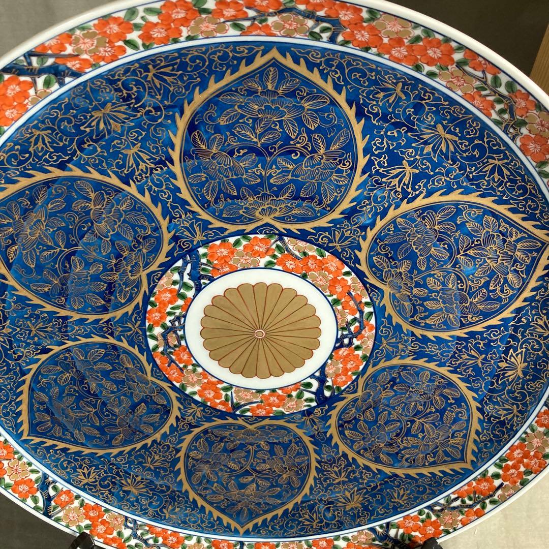 【源右衛門】古伊万里の伝統　日本の名窯　舘林源右衛門作　染錦古伊万里金蘭手　大皿