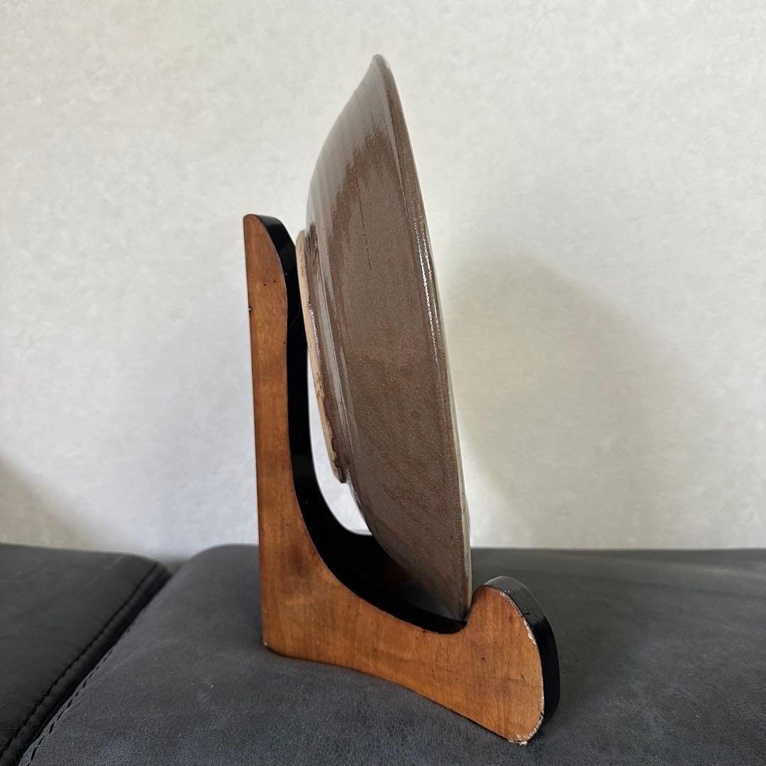 【新品】小石原焼 大皿 飛びかんな 焼き物 工芸品 置物 立ち台 木箱付き