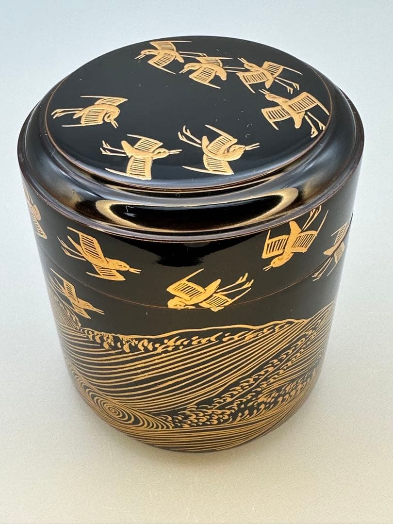 茶道具棗　辻石斎　波に千鳥　薬器