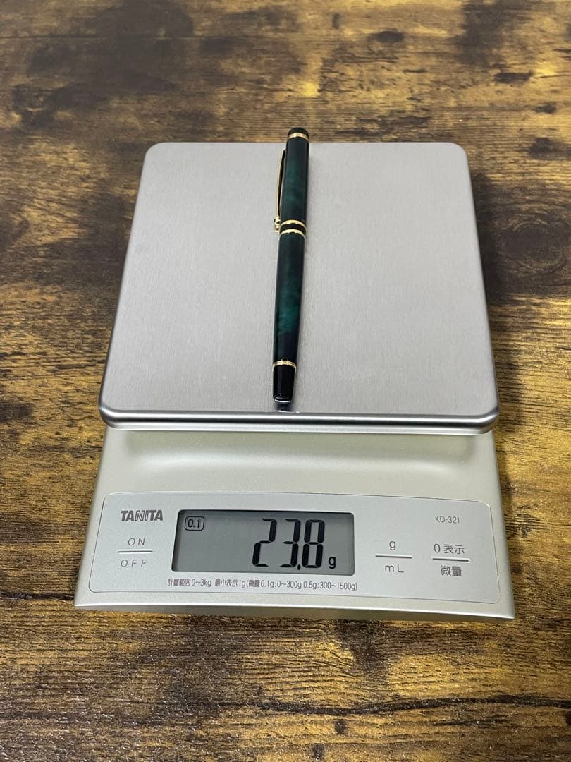 試筆のみ　1995年製　旧型　グランセ　14金　細字　グリーン　マーブル　万年筆