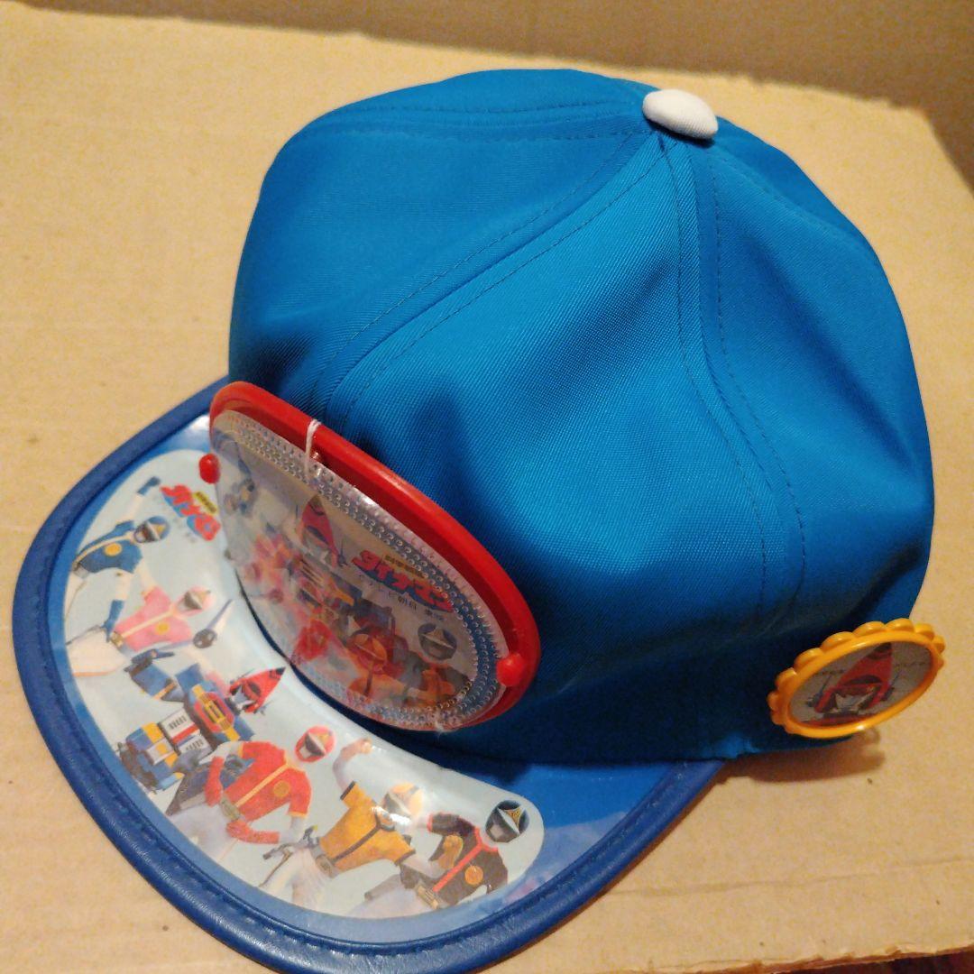 ダイナマン　未使用　デッドストック　特撮ヒーロー 帽子 青　バッジ付き昭和レトロ