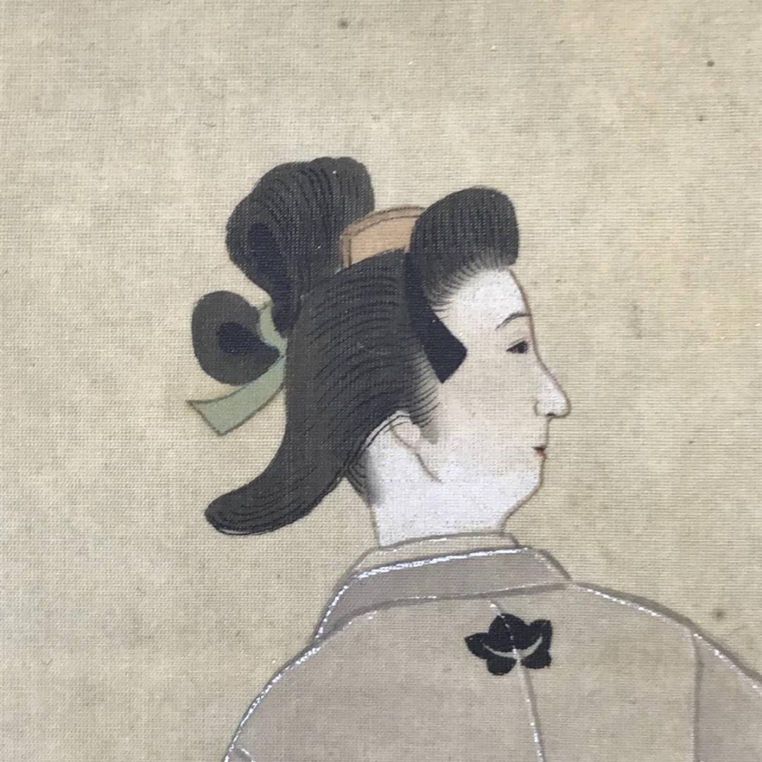 【真作】島田廣明/美人画/住吉如慶の門人/美人図/掛軸/名家伝来/AC-368