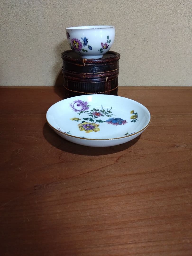 18世紀 オールドマイセン 色絵 花紋 カップ＆ソーサー 音色抜群