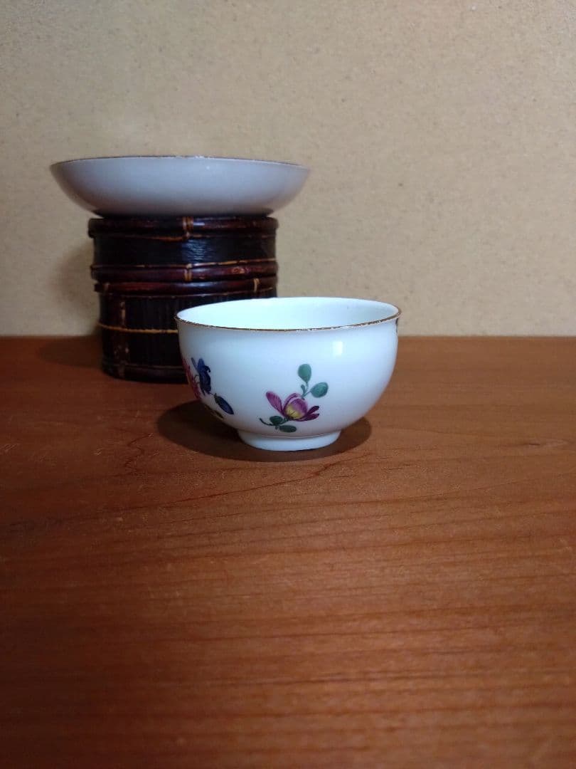 18世紀 オールドマイセン 色絵 花紋 カップ＆ソーサー 音色抜群