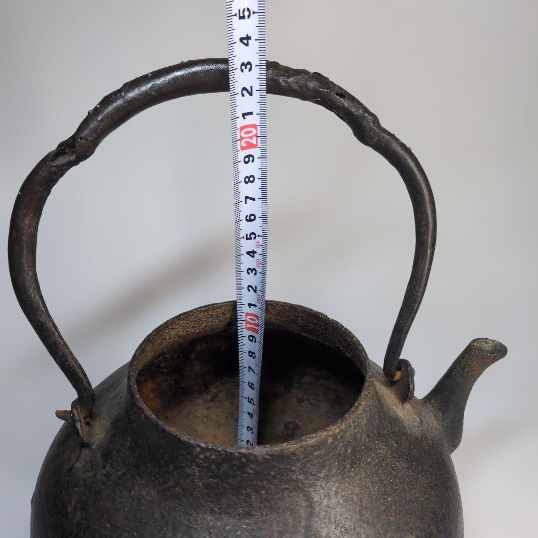 骨董　鉄瓶　茶道具　袋弦　 銀象嵌 侘び寂び　銀直し　古玩