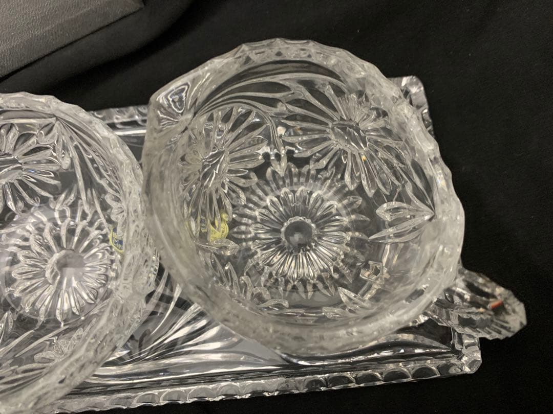 クリスタルガラス　ミルクポット　小鉢　プレート台