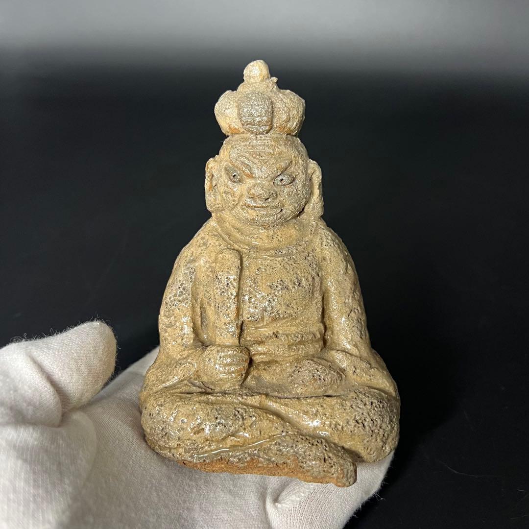 ◎古道具 庵々◎時代物 陶製 閻魔大王像 古陶 仏像 骨董品◎置物仏教美術古美術