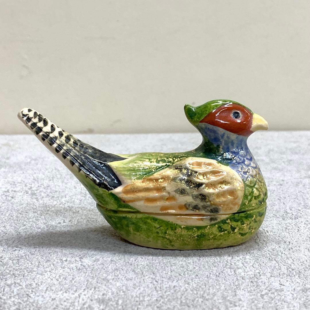 香合 伊藤桂楽 雉子 共箱 茶道具 茶の湯 鳥 金