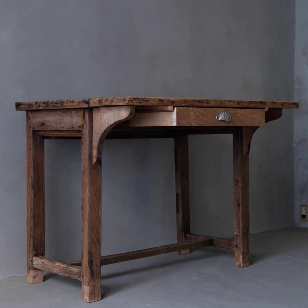 フランス オーク材 １杯抽斗付デスク　机 テーブル 作業台 展示台 アンティーク