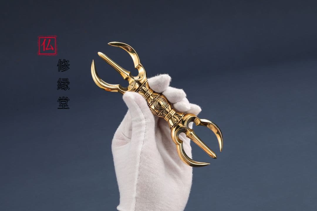 【修縁堂】仏教法具 飛行鈴鈷杵盤五点です 金剛降魔法器仏具