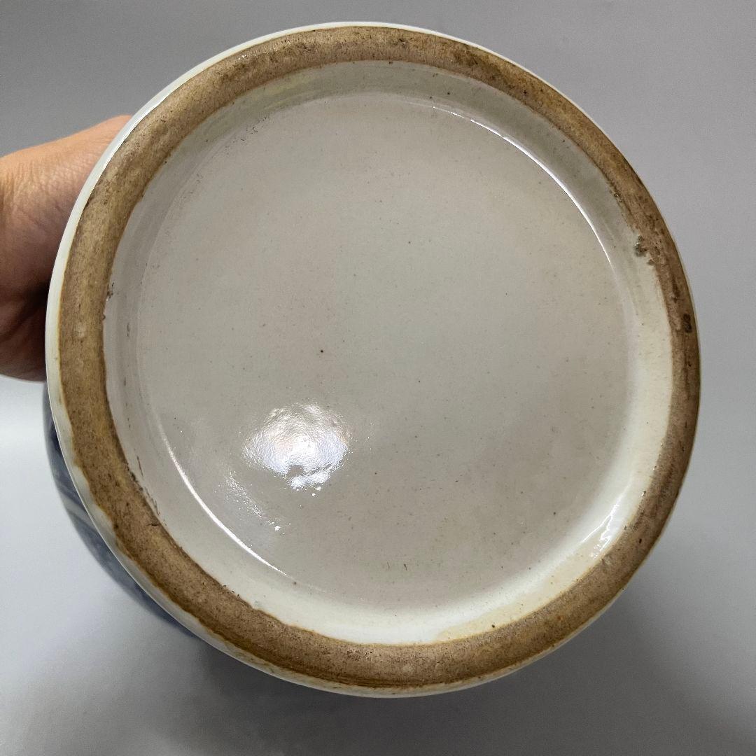 青花如意紋将軍缶 貯蔵タンク 景徳鎮 陶磁器 装飾品 現代工芸品 美術品 置物