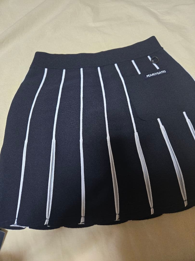 ネイビー　パーリーゲイツ　1 サイズ M　ストライプ　プリーツ　ニットスカート