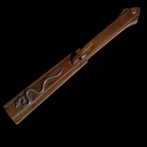 江戸時代 「鉄扇 蛇の象嵌細工有」隠し武具 道中差し