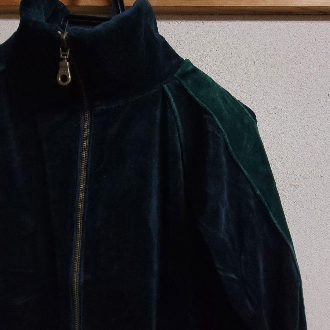 美品グラニフXS　ダークグリーン ベロアトラックジャケット