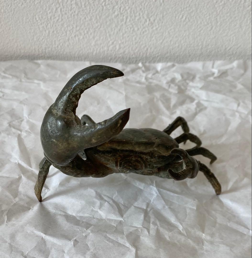 古銅カニ置物　蟹置物(大型)
