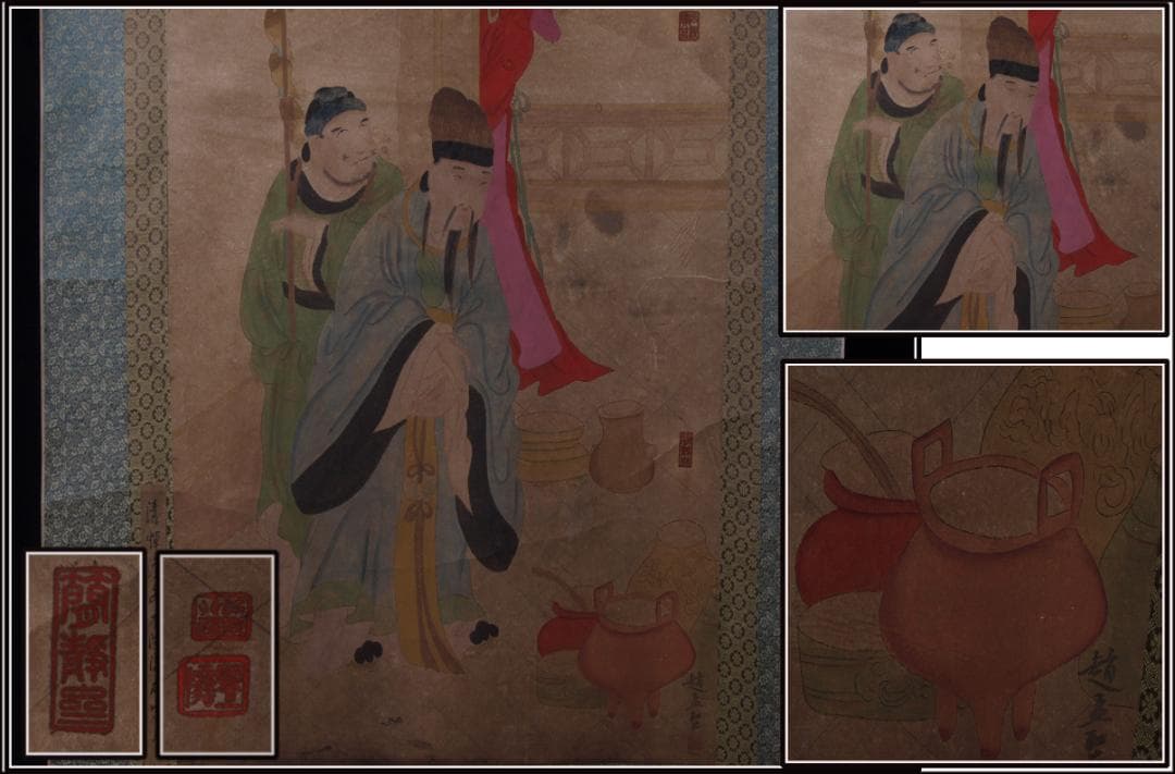 【骨董掛け軸】人物図　夏珪 北宋時代肉筆保證AK445A13-1