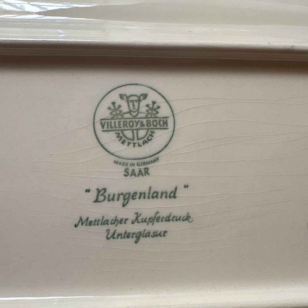 ドイツ　アンティーク　ヴィンテージ　ビレロイ&ボッホ　ケーキプレート　ブルー