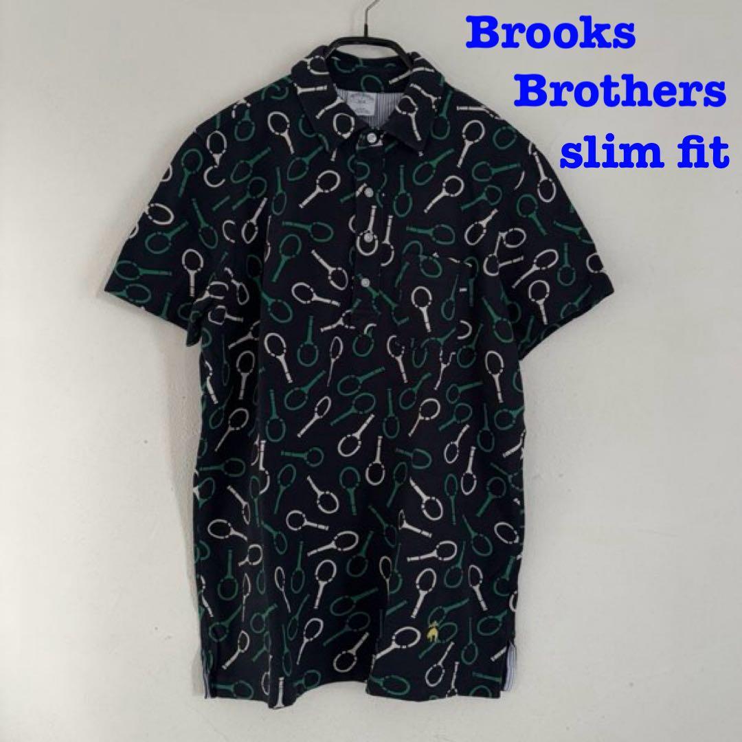 Brooks Brothers コットンピケ プリントポロシャツS