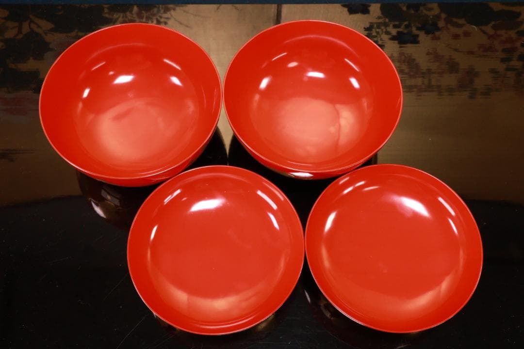 BK129　時代輪島塗　草花図金蒔絵　吸物椀　二客　木製　茶道具 懐石 菓子