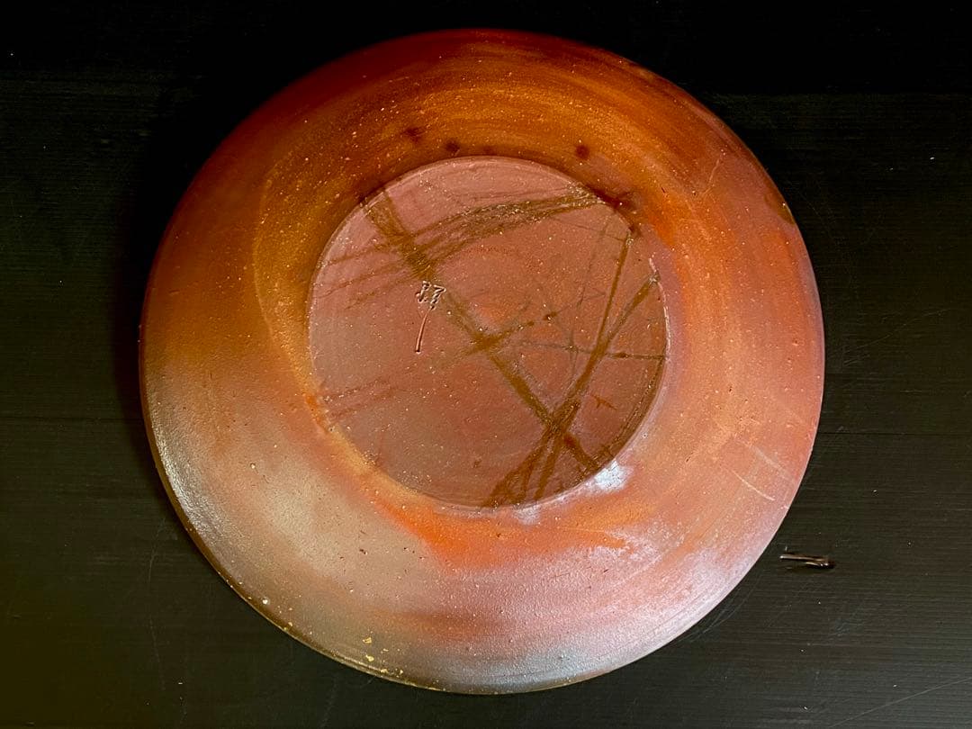 【美品】「母」 備前焼 大皿 馬場 祥輔 窯変 牡丹餅 胡麻 共箱 （E）