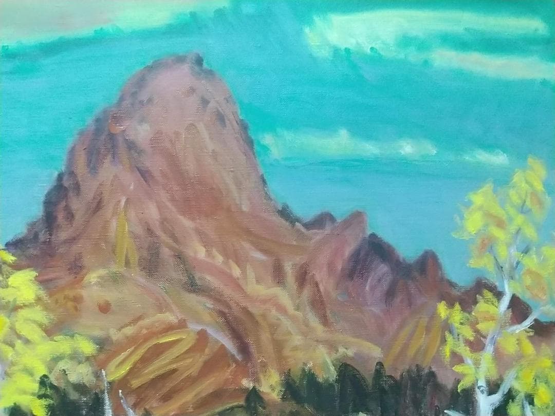 絵画 油絵 P10「烏帽子ヶ岳」