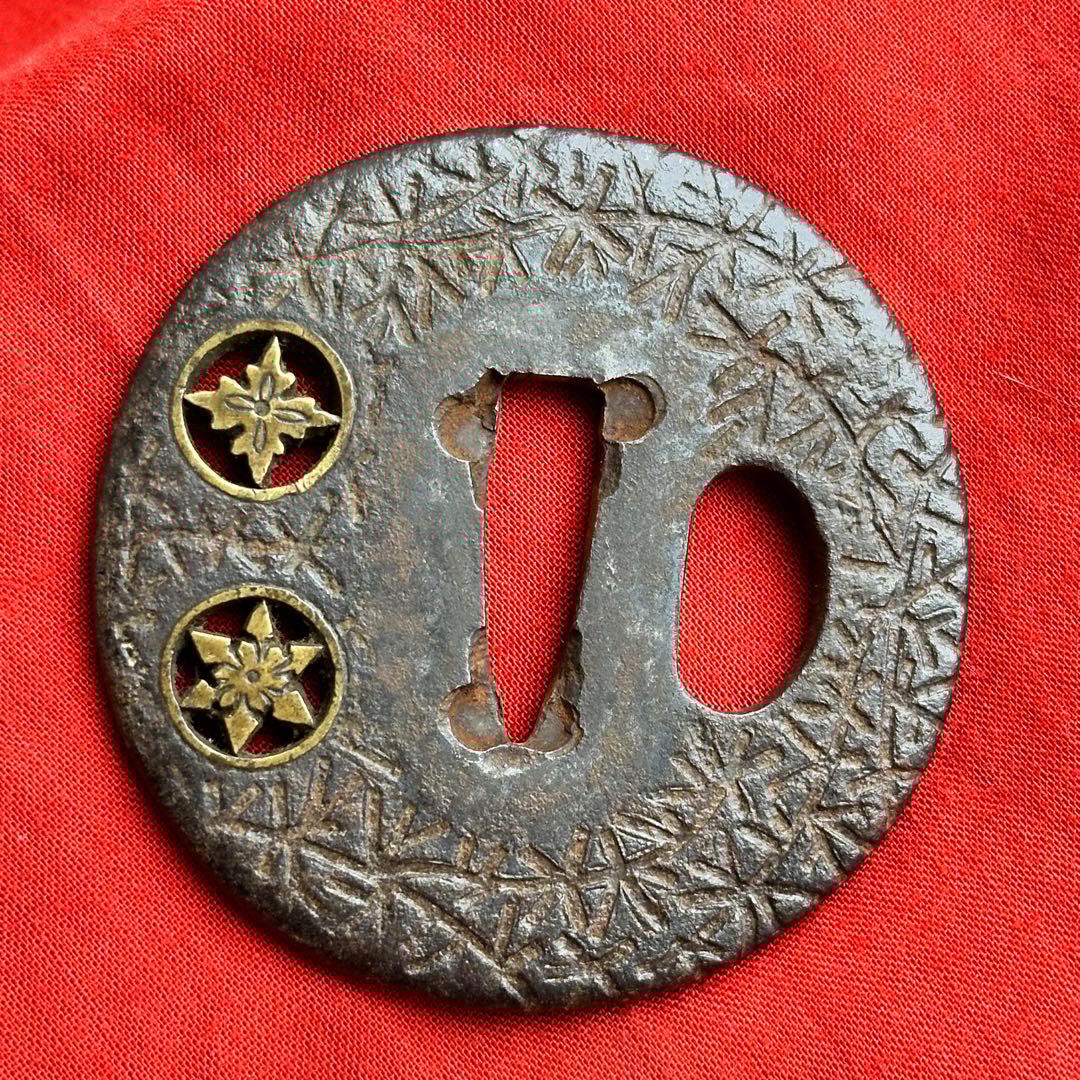 日本刀装具　鍔　家紋鍔　江戸中期