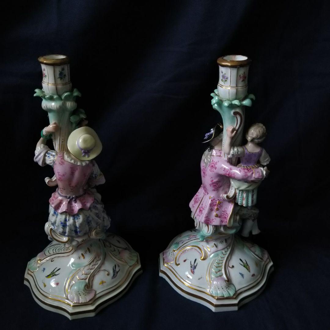 ✤1924年以前マイセンのキャンドルスタンド✤『恋人紋(1対)』