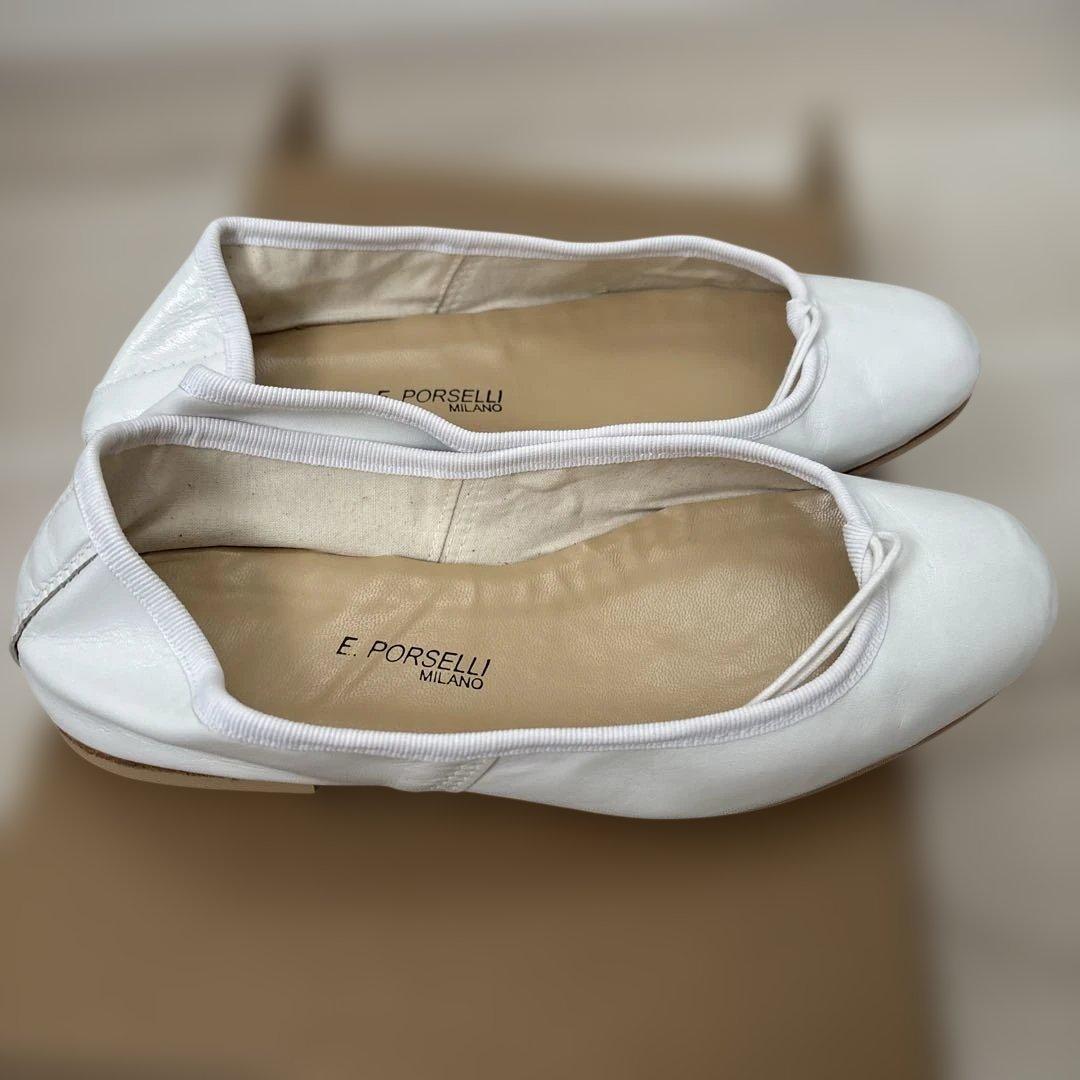 E. Porselli ホワイト バレエシューズ