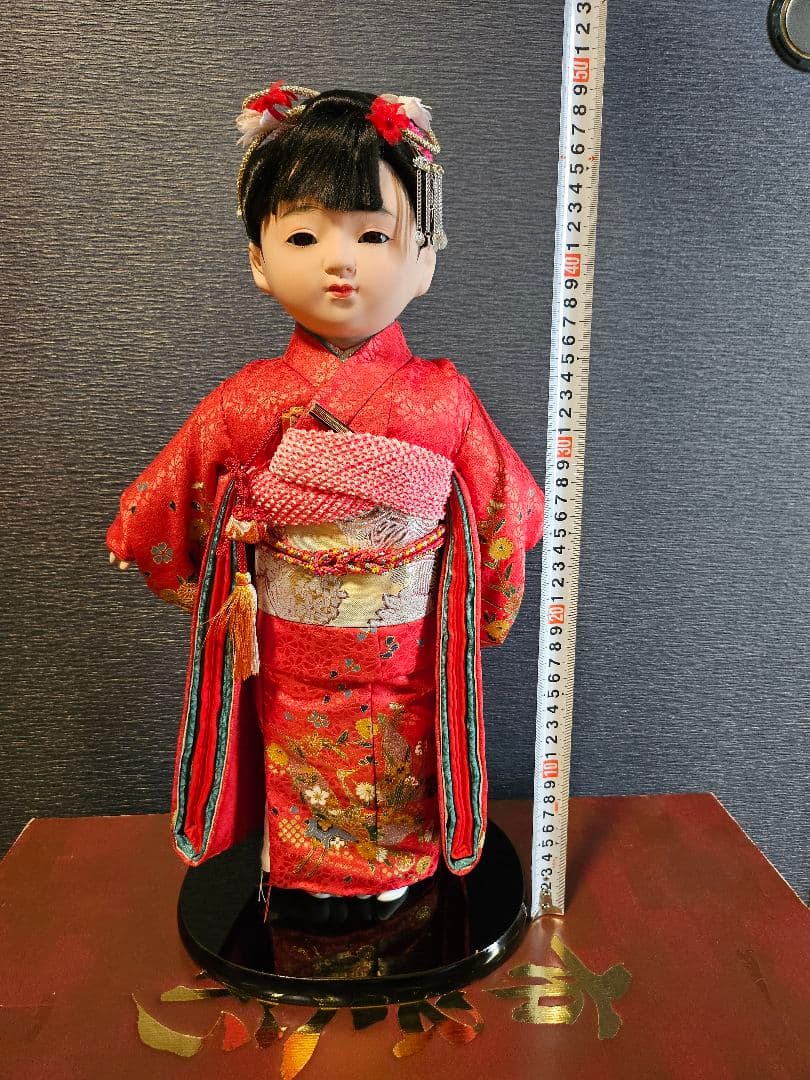 人形の秀月 市松人形 髪飾り付き