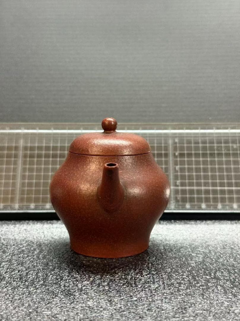 【孟臣 底款 刻漢詩 明月水中来】紫砂壷 朱泥 段泥 煎茶道具 急須 単孔口