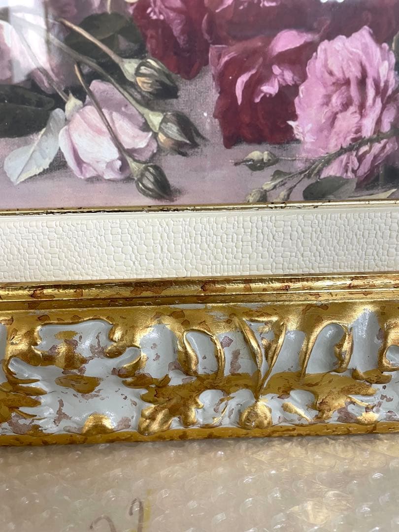 イタリア輸入 絵画 バラ 大型 ゴールド額縁 ➂