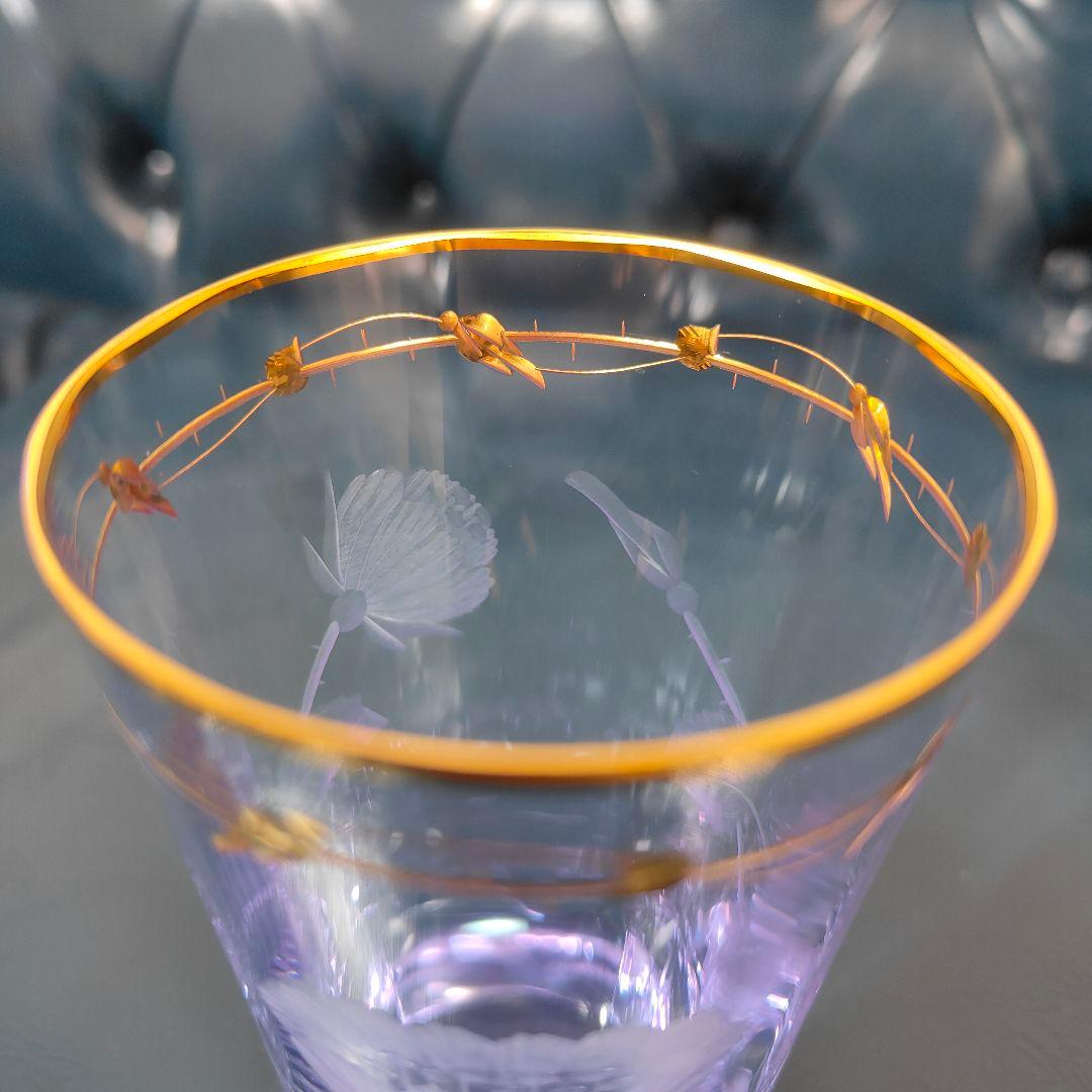 【希少色】MOSER モーゼル パウラ グラス ペア 花模様 金彩