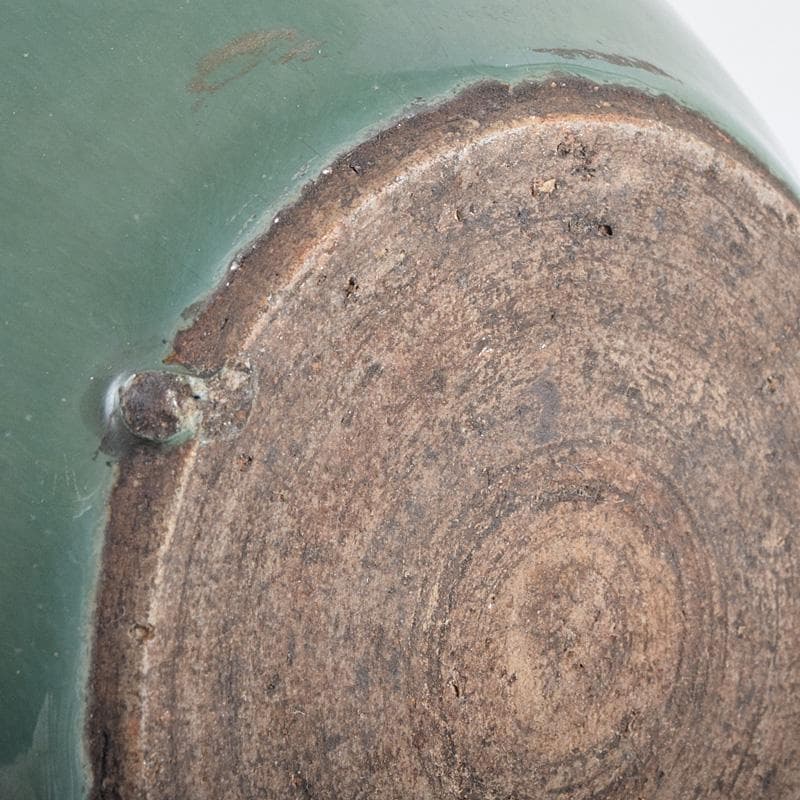 富山県　小杉焼　青磁　四耳壷形　花生　時代箱付　V　R9318